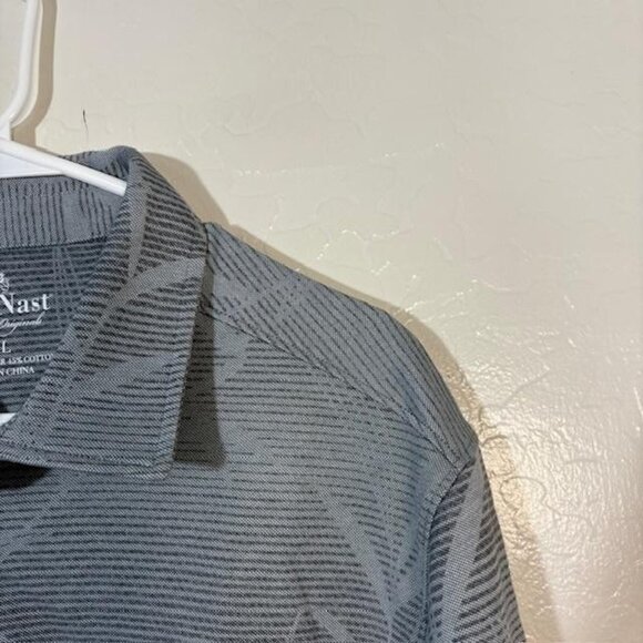 Nat Nast Polo Shirt Mens Extra Large Grey Palm Print Performance Cotton Blend - Picture 2 of 9